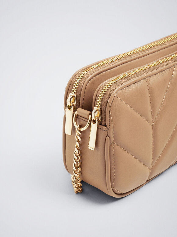 Bolso Padded Asa De Cadena - Marrón