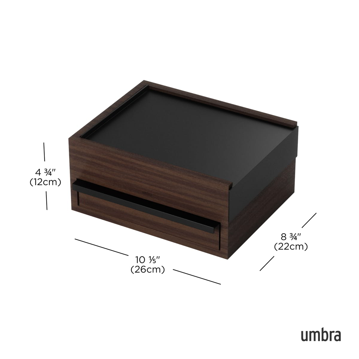 Juwelenbox Stowit zwart walnoot hout L