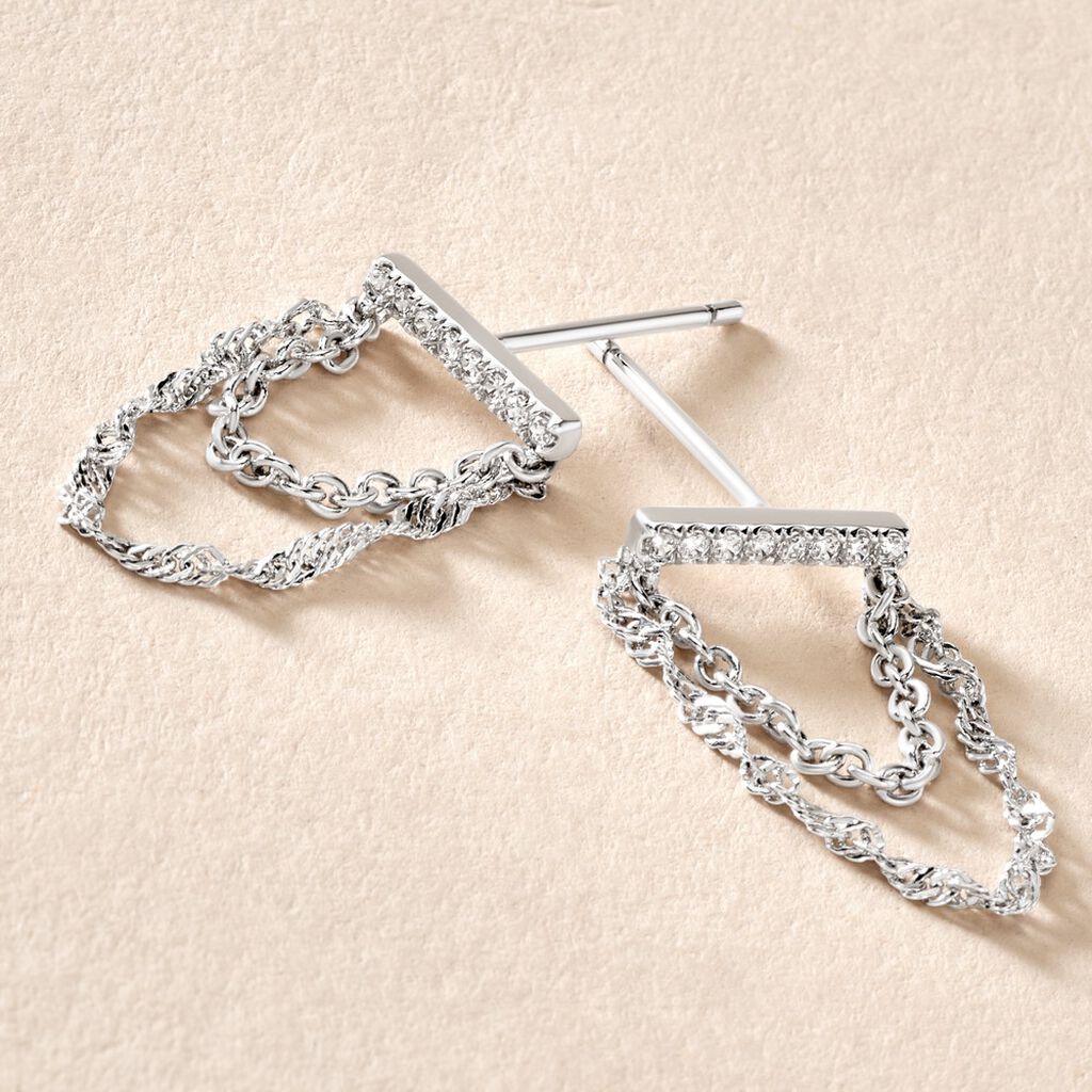 Boucles D'oreilles Pendantes Mircea Argent Blanc Oxyde De Zirconium