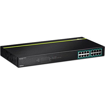 Trendnet TPE-TG160G commutateur réseau Non-géré L2 Gigabit Ethernet (10/100/1000) Connexion Ethernet, supportant l'alimentation via ce port (PoE) 1U Noir