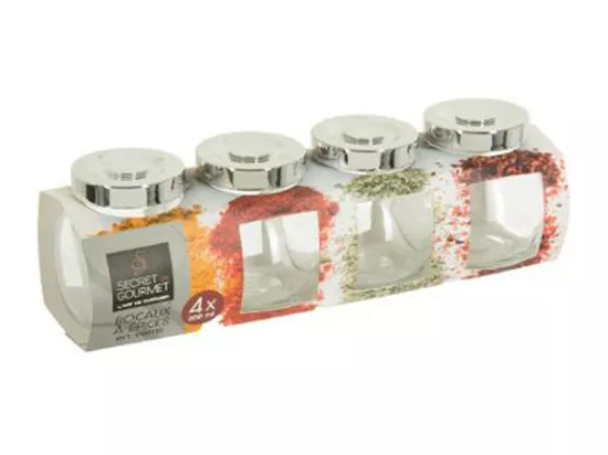 Lot de 4 Bocaux à Épices 
