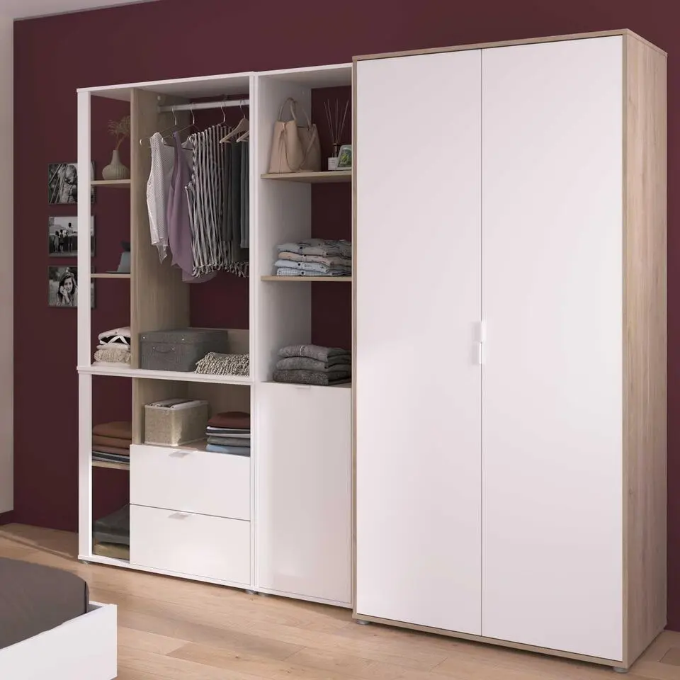 Commode Hardy - 91x40x83cm - 2 lades - wit/eik