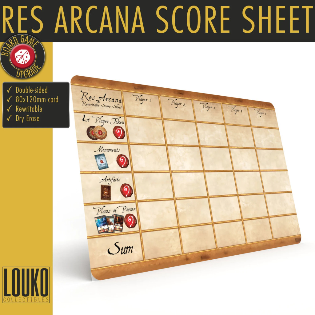 Res Arcana - Feuille de score réinscriptible