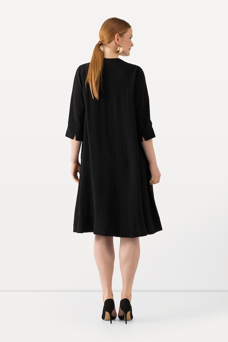 Midikleid, Struktur, A-Linie, Tunika-Ausschnitt, 3/4-Arm