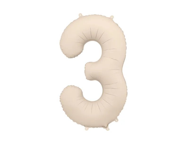 3 Jaar Cijfer Ballon Beige Mat Leeg 86cm