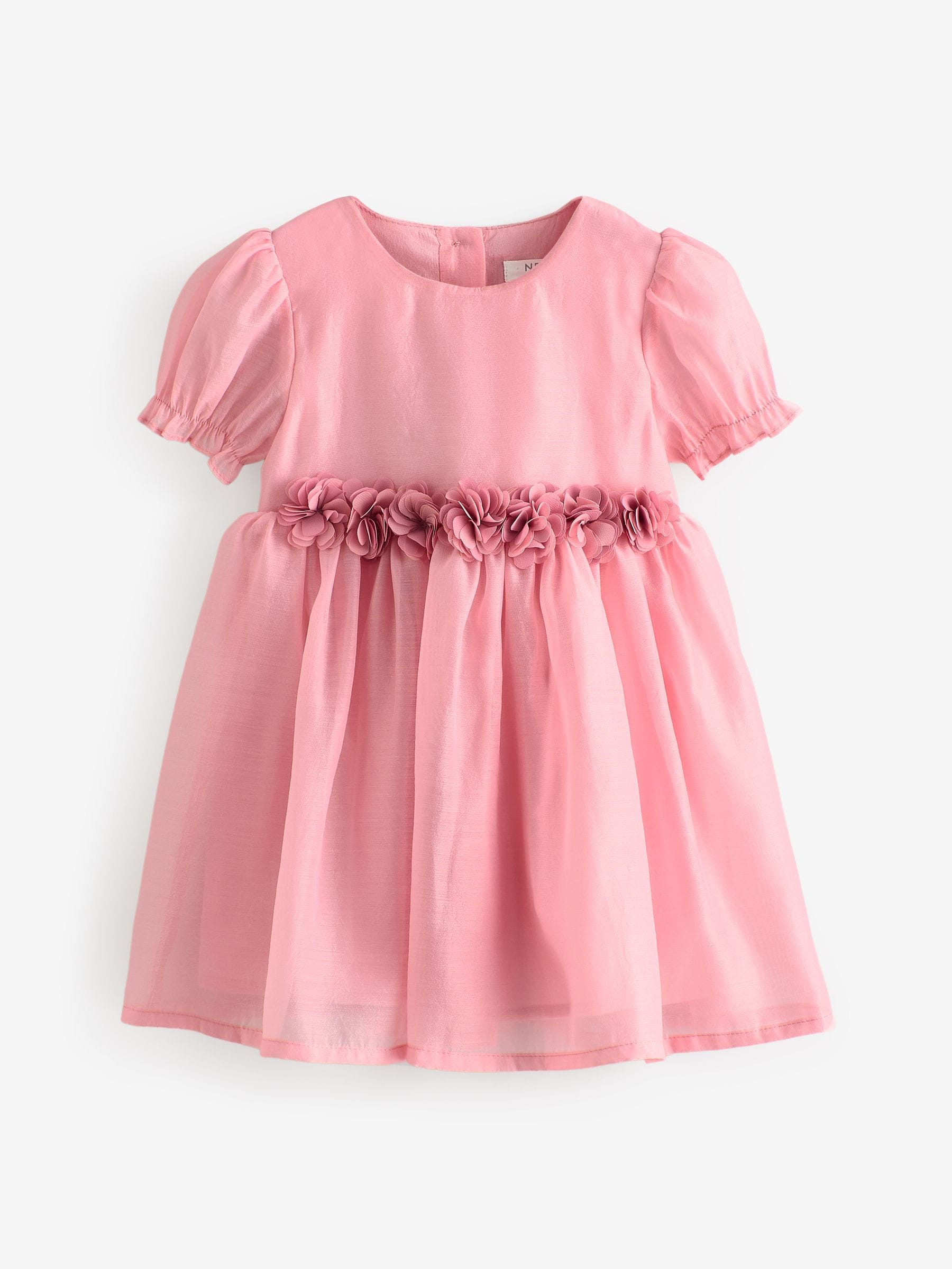 Roze - Jurk met bloemencorsage (3mnd -8jr)