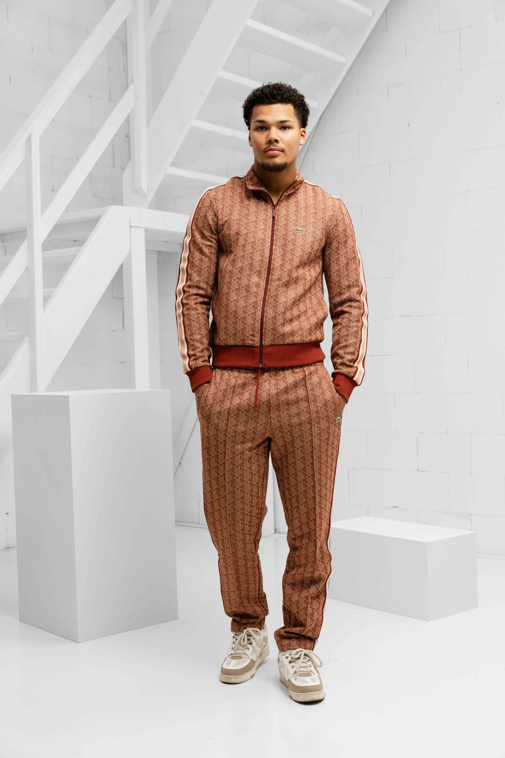 Lacoste Paris Jacquard Trainingspak Heren Bruin