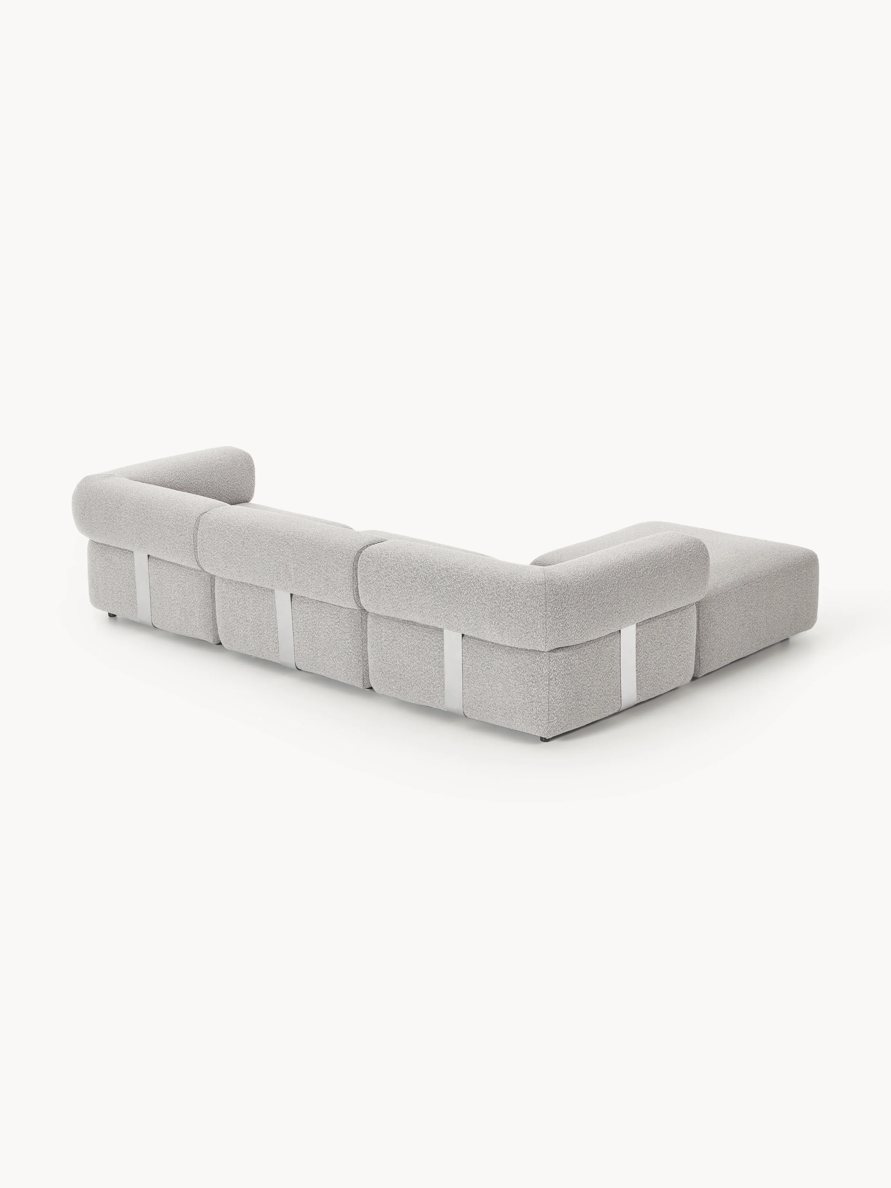 Modulaire bank Anton (4-zits) met poef (links/rechts) van bouclé