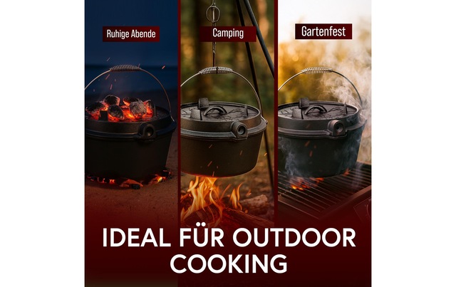 Grilltopf »Gusskoenig Dutch Oven Set 9 l mit Heber, Bürste, Untersetzer« Gusseisen