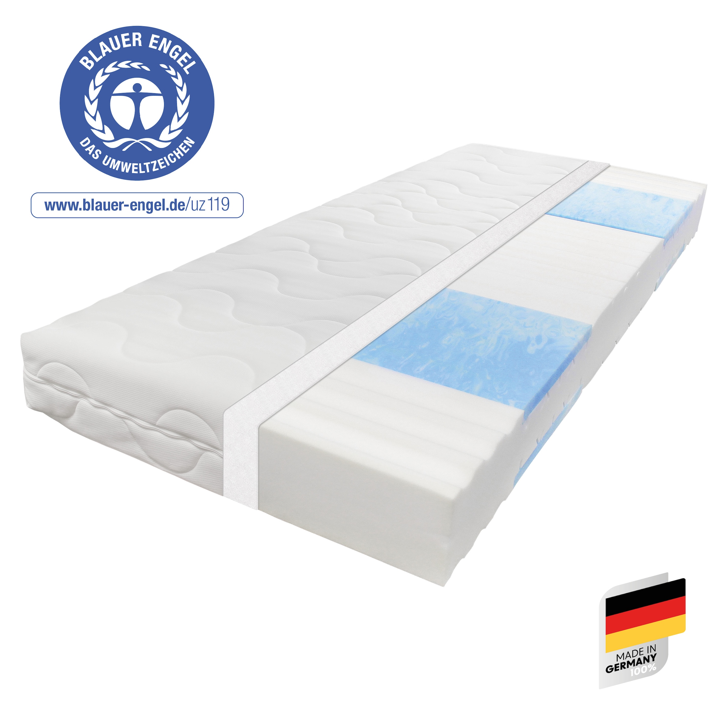 Beco Kaltschaummatratze »Blue Vision, Matratze in 90x200 und vielen weiteren Grössen erhältlich!« 18 cm hoch Raumgewicht: 35 kg/m³ 1 Stk. tlg. Blauer Engel-Auszeichnung, atmungsaktiv, ergonomische Körperanpassung