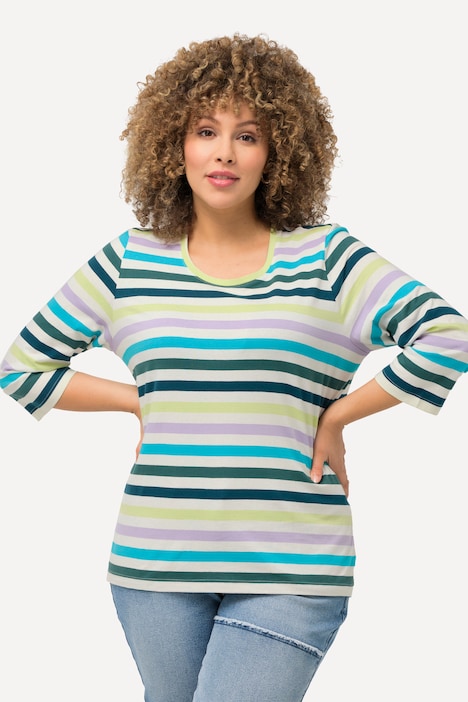 Shirt, Ringel, Classic, Rundhals, 3/4-Arm