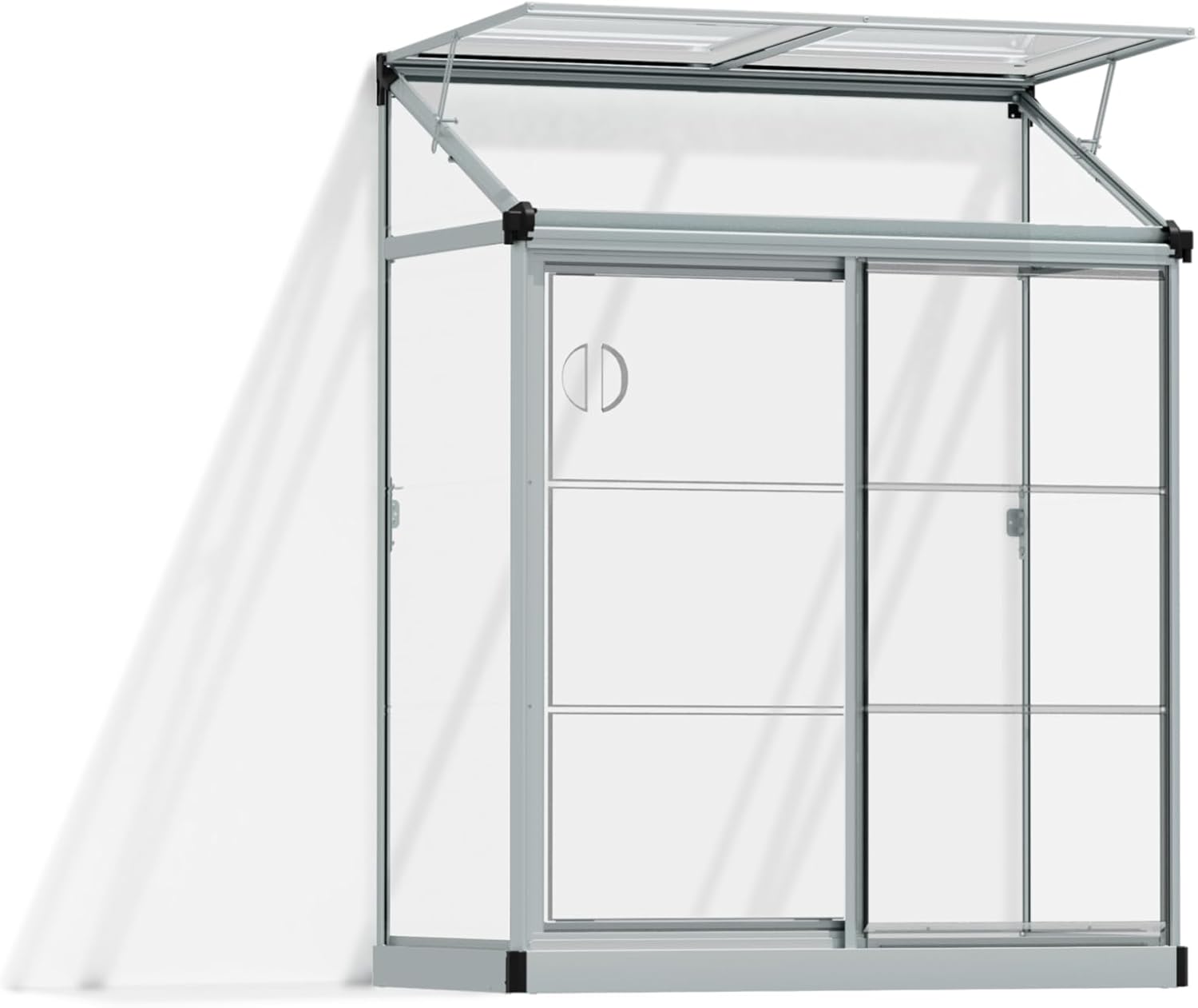 Canopia by Palram Lean To 4x2 Anlehngewächshaus 125x63.5cm Silber Aluminiumrahmen mit Transparent Polycarbonatplatten