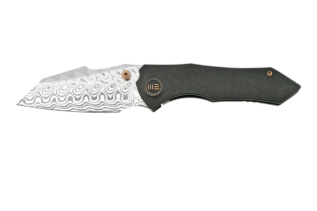 WE Knife High-Fin, WE22005-DS1, Black Titanium, Hakkapella Damasteel zakmes