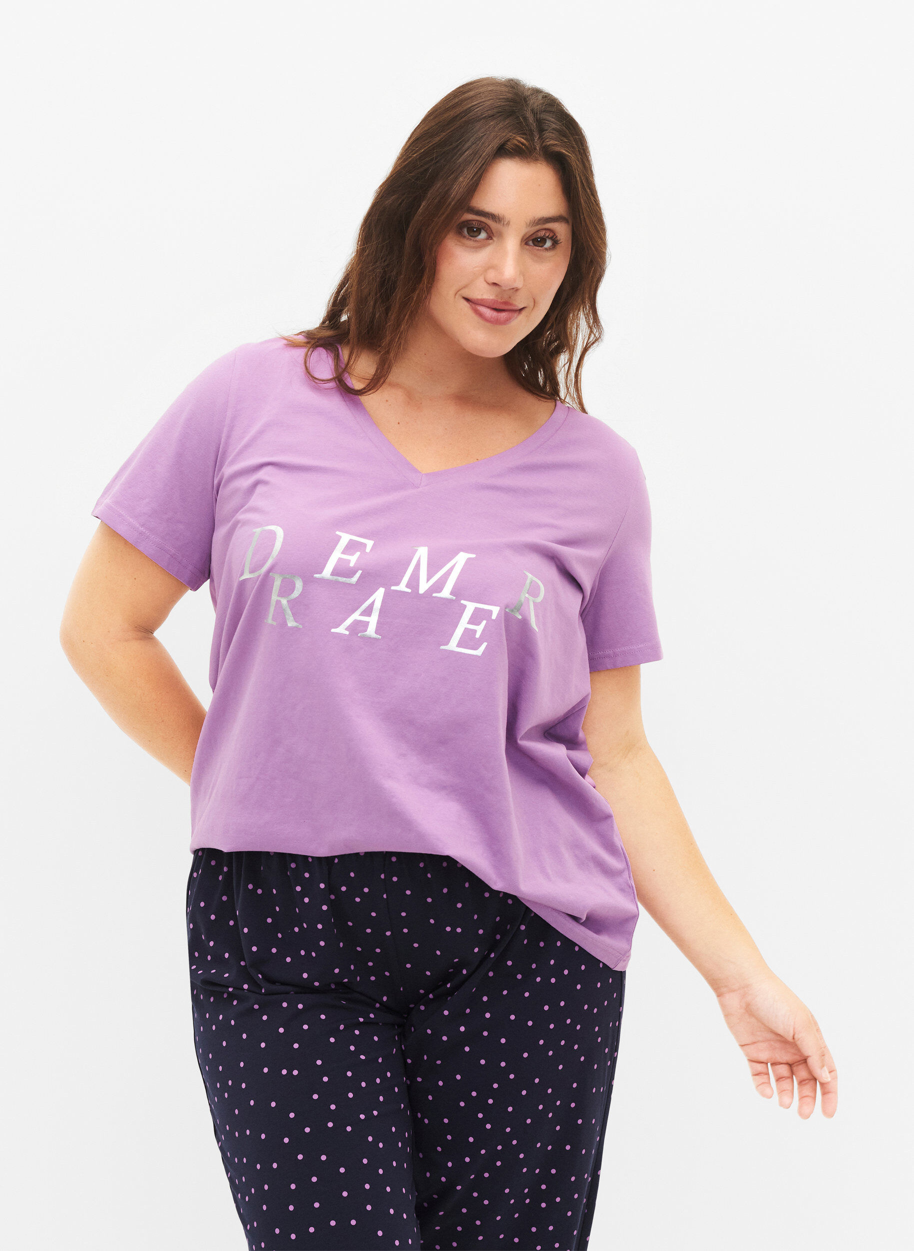 Bomulds nat t-shirt med tekstprint