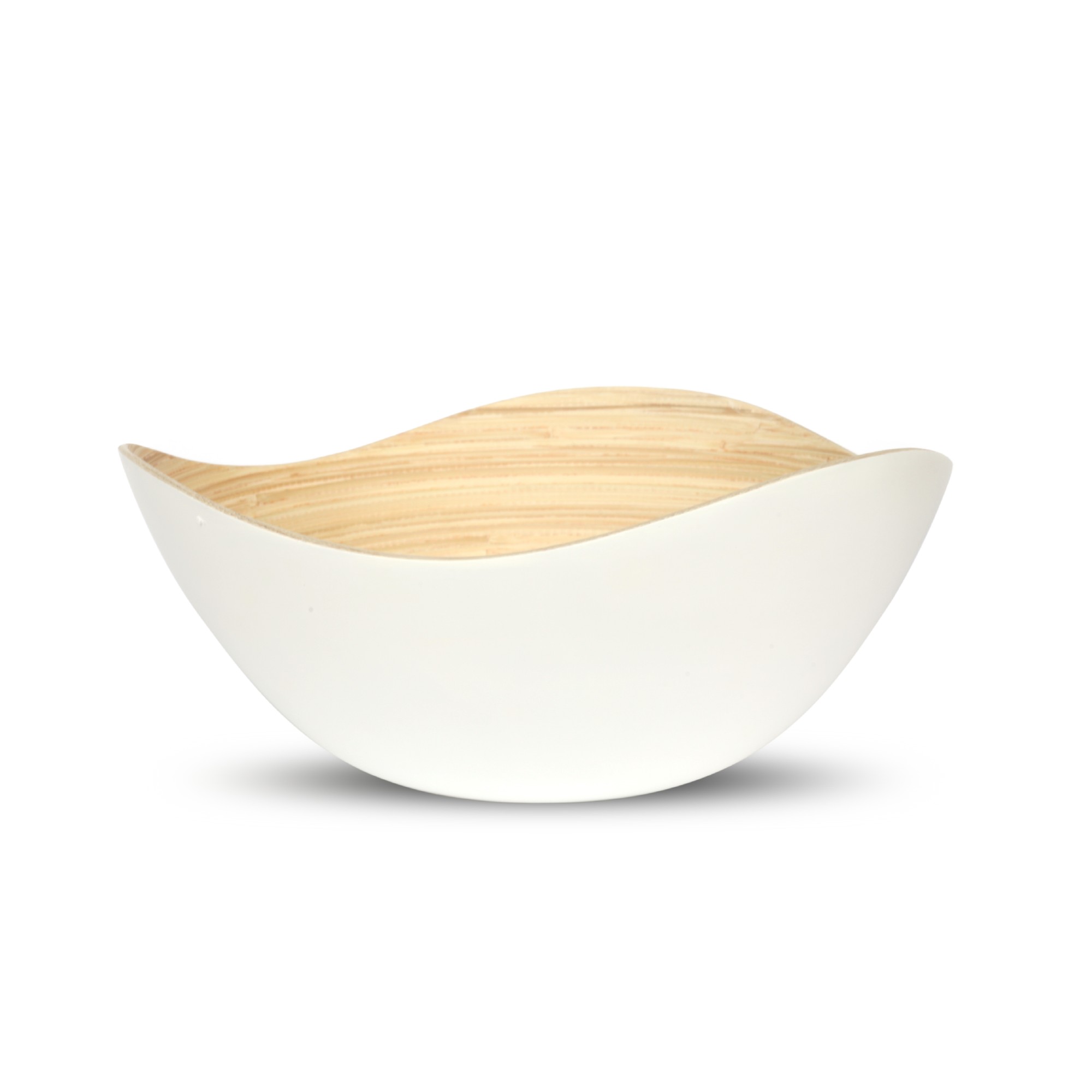 Bambusschale 'Wave' L, weiß, Ø 30 cm, H 10 cm von fischer's lagerhaus