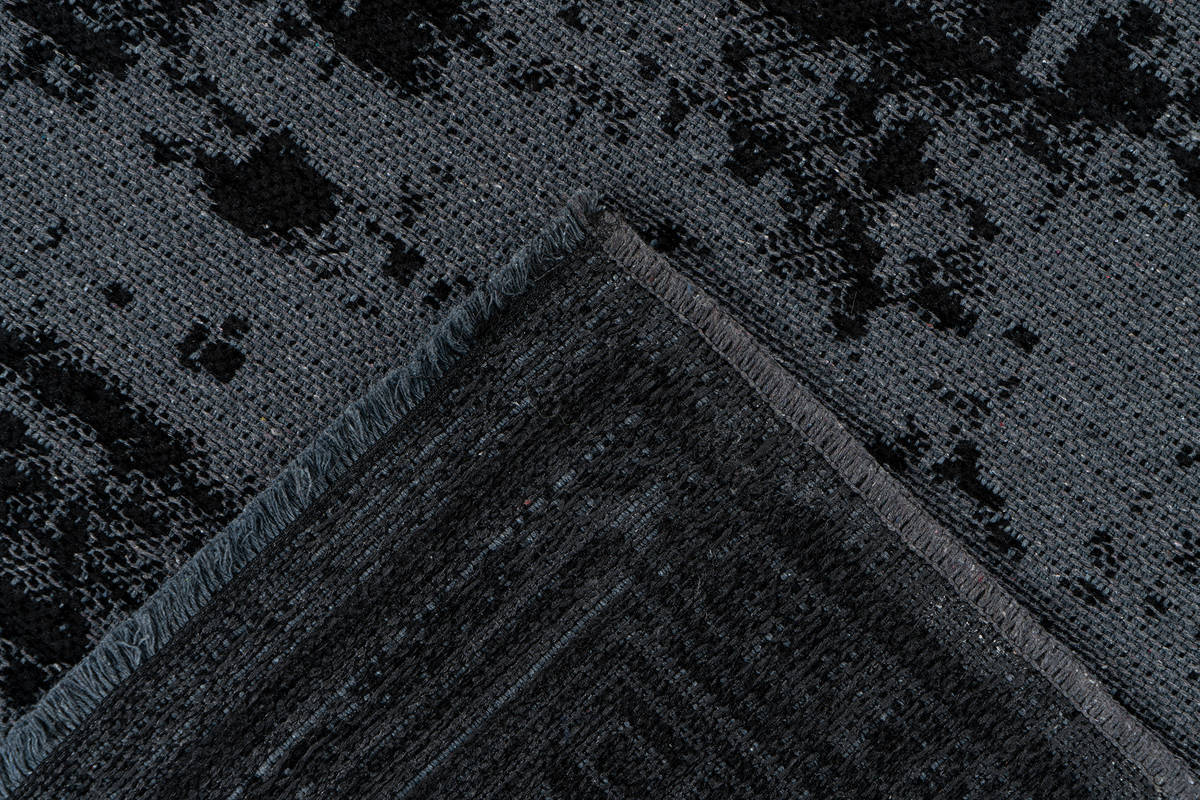 Flachgewebeteppich KALEVI 300 - schwarz - mit 3D-Struktur - 80x150 cm