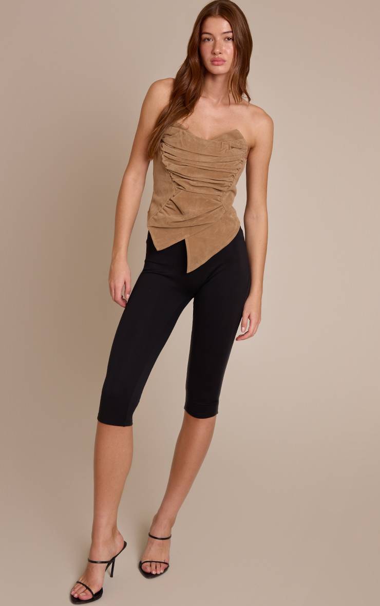 Marron Corset En Synthétique À Ourlet Asymétrique Pointu