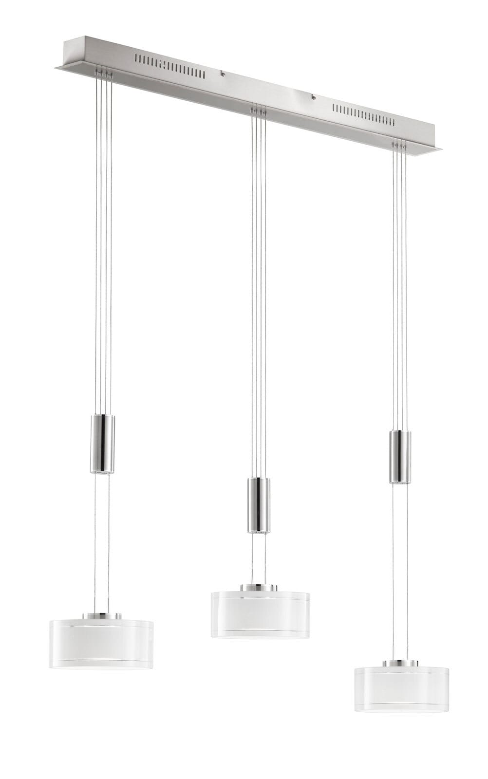 FISCHER & HONSEL LED Balkenpendel LAVIN nickelfarbig/opal