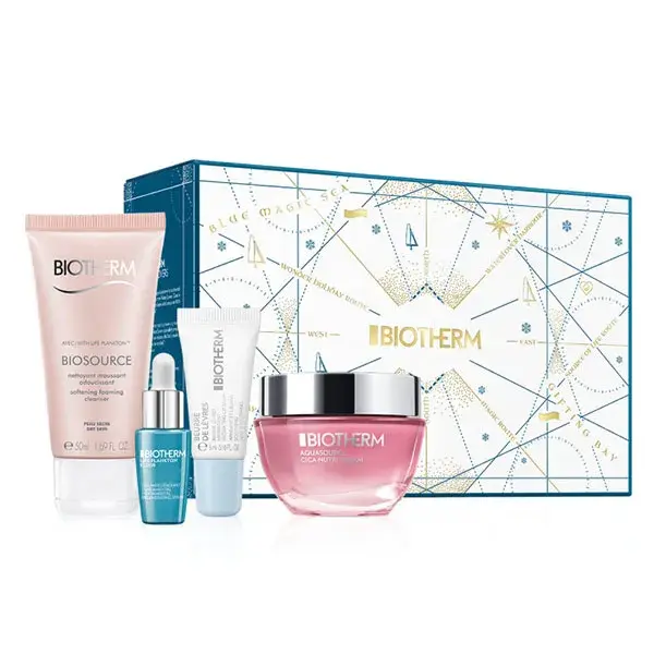 Kit de presente Biotherm Aquasource Cica Nutri para uma pele hidratada e suavizada.