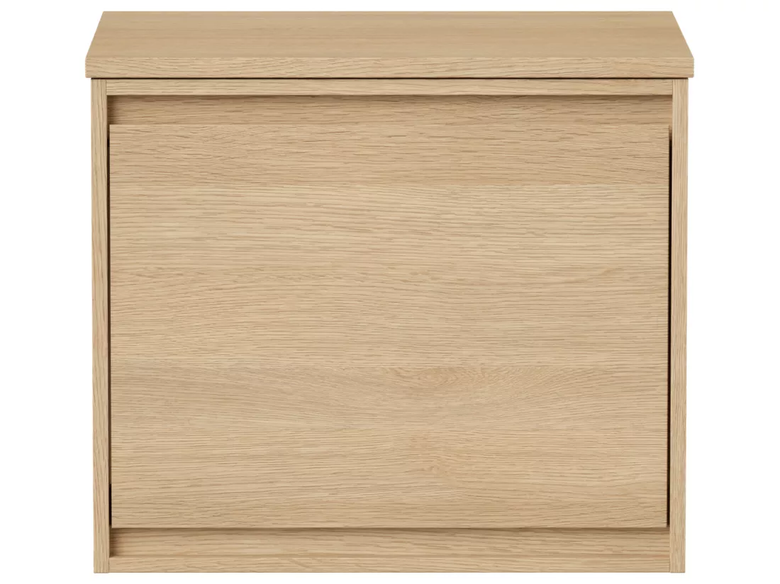 Meuble sous vasque avec tiroir à l'anglaise et planche - 60 cm - Placage chêne - MESLIVA