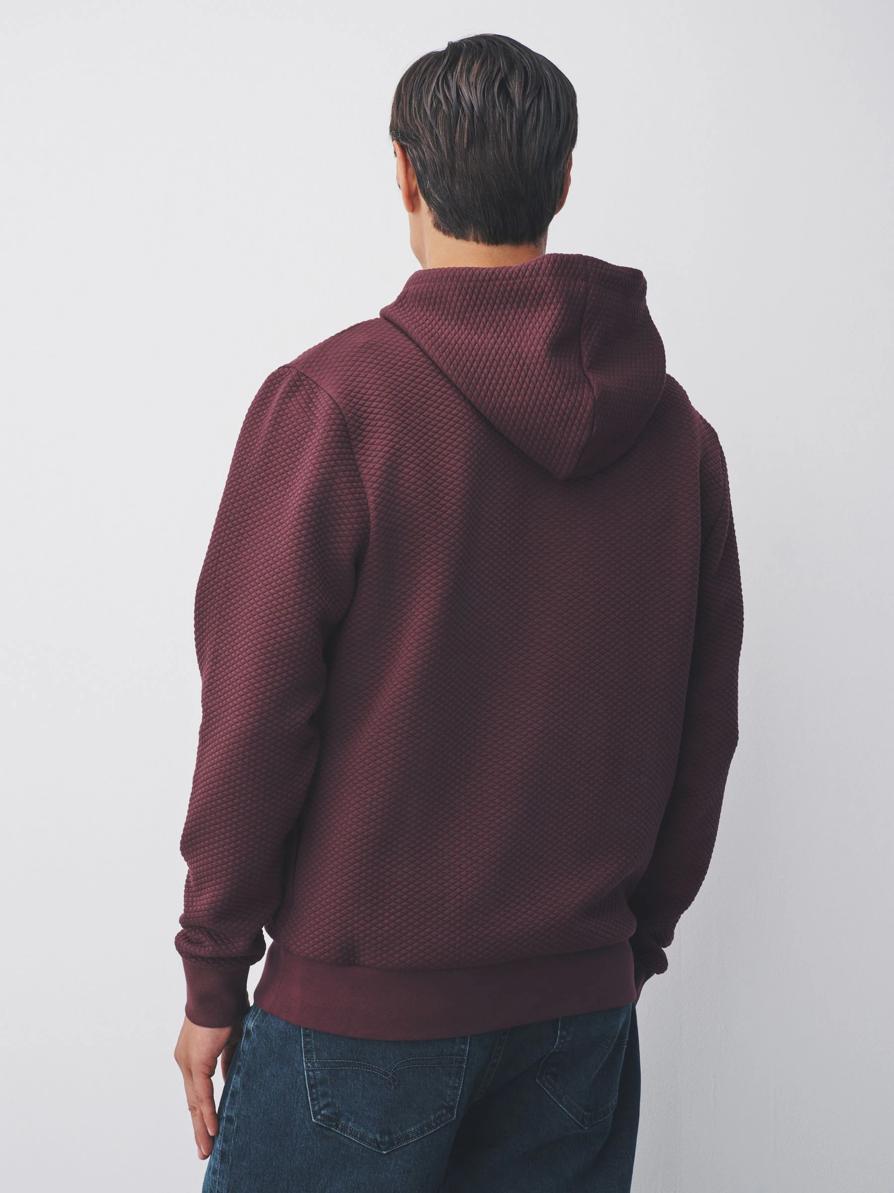 Bordeauxrood - Pullover-hoody met textuur