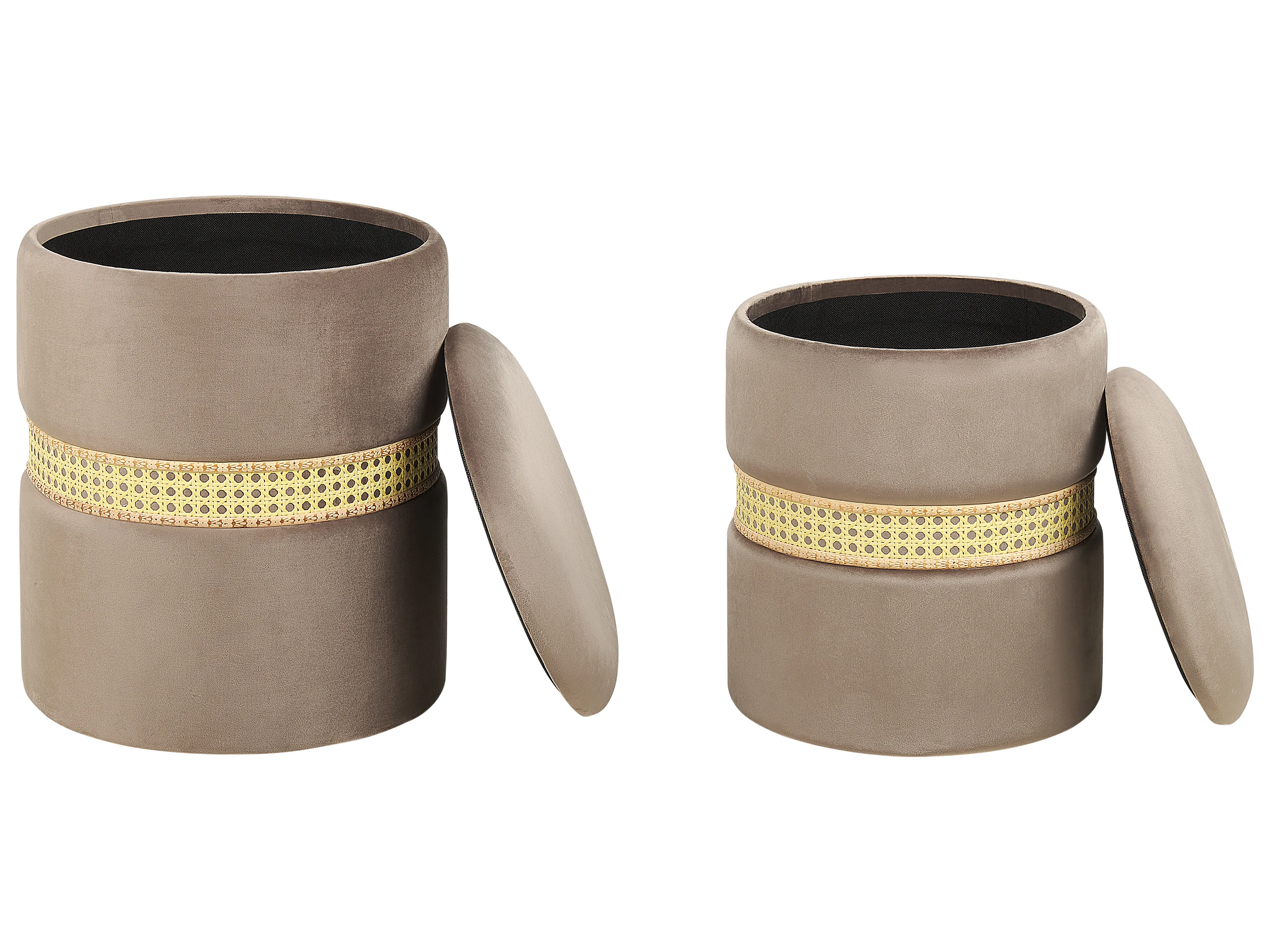 Set van 2 opbergpoefs MEDFORD Fluweel Taupe