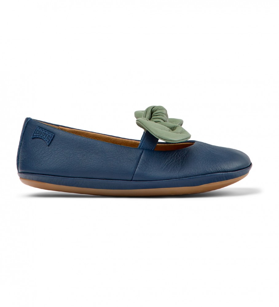 Sapatilhas de Ballet Camper Right em Couro Azul Marinho