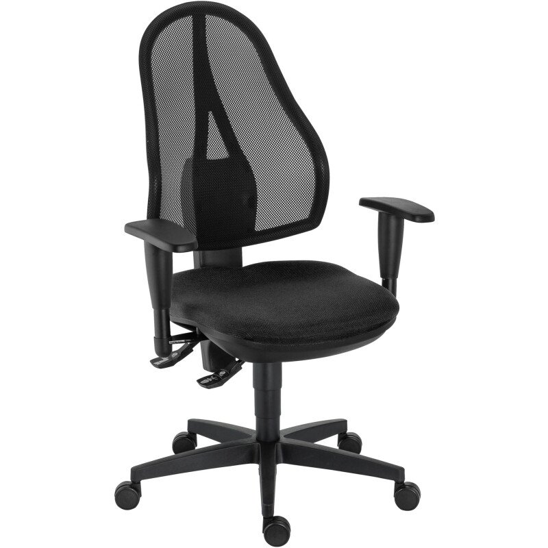 Chaise de bureau Holly tissu et maille - Dossier maille - avec ou sans accoudoirs - Mécanisme Contact permanent - Pied noir