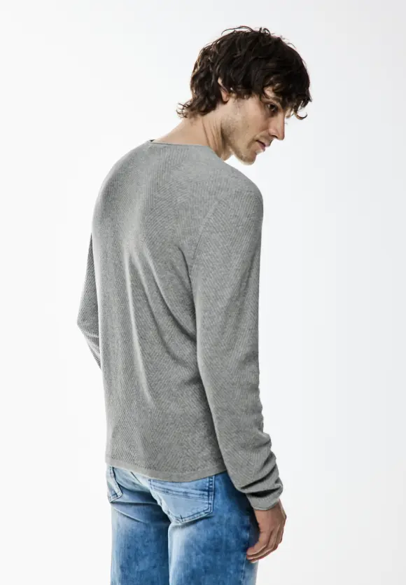Strick Struktur Pullover - cloud grey melange
