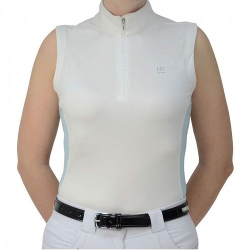 Camisa equestre feminina sem mangas na cor azul ardósia