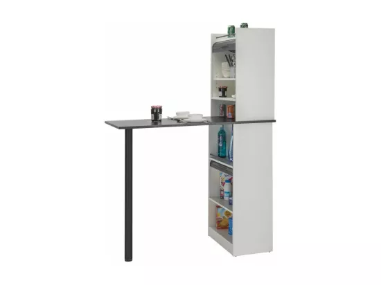 Table de cuisine et 2 Meubles de rangement Blancs - Coloris: Noir