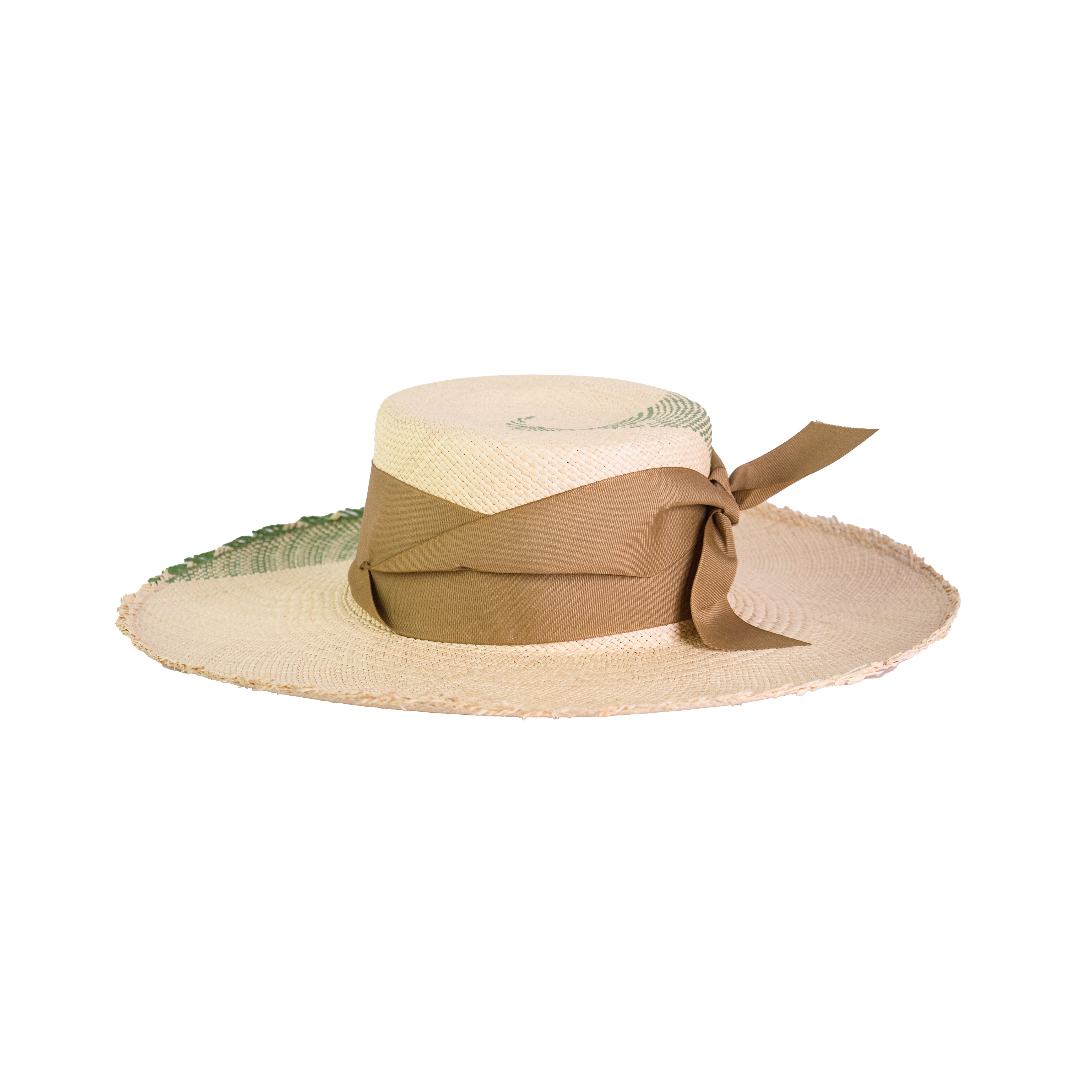 Chapeau à longs bords en cuir cordovan effiloché « Caracol »