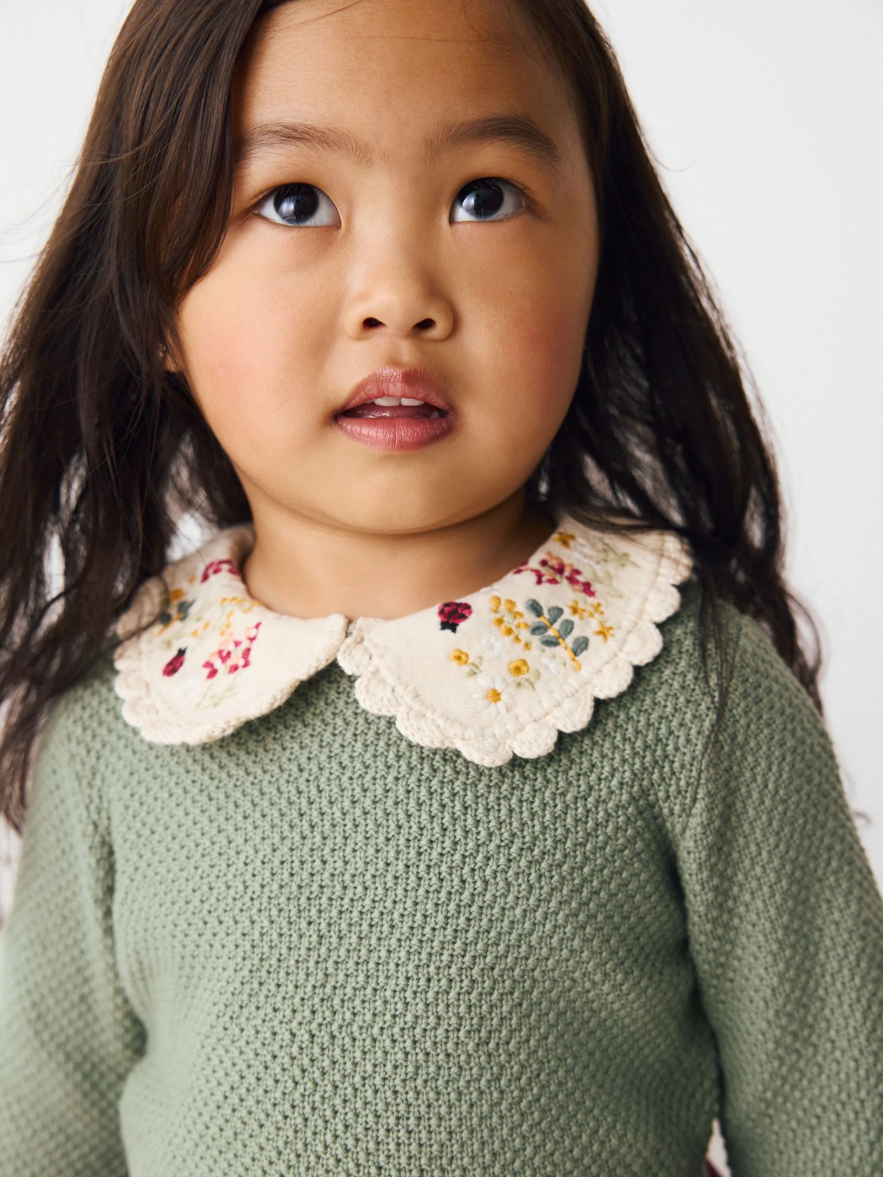 Groen/rood - Set van trui en rok met versierde kraag (3mnd-7jr)
