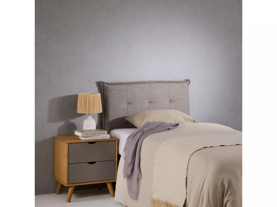 Tête de lit JALEYA 90 capitonnée, En tissu rembourré, Pieds en bois, Design élégant, Pour lits 90 cm, Gris