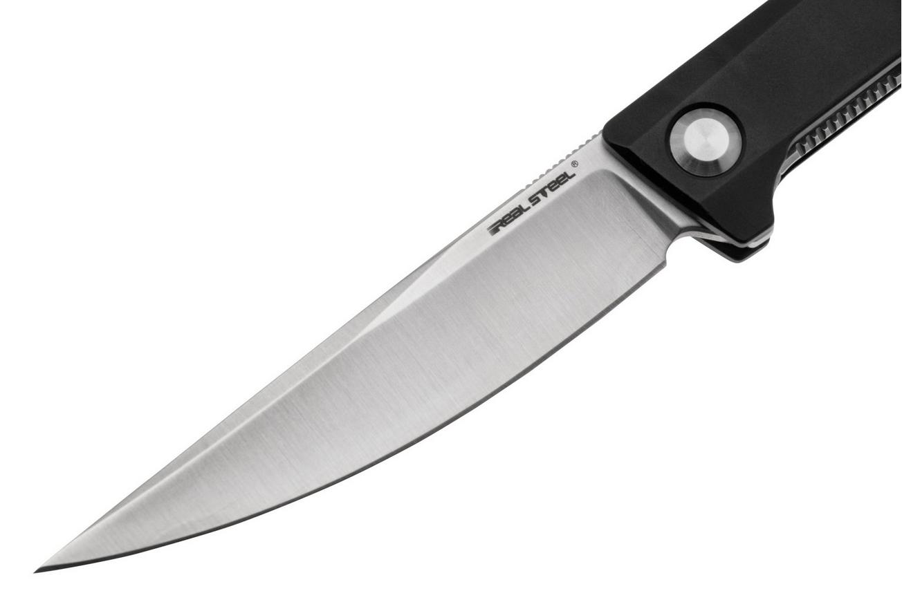 Real Steel Teres Flipper 7111BS Nitro-V Satin, Black Aluminum, zakmes, Poltergeist design