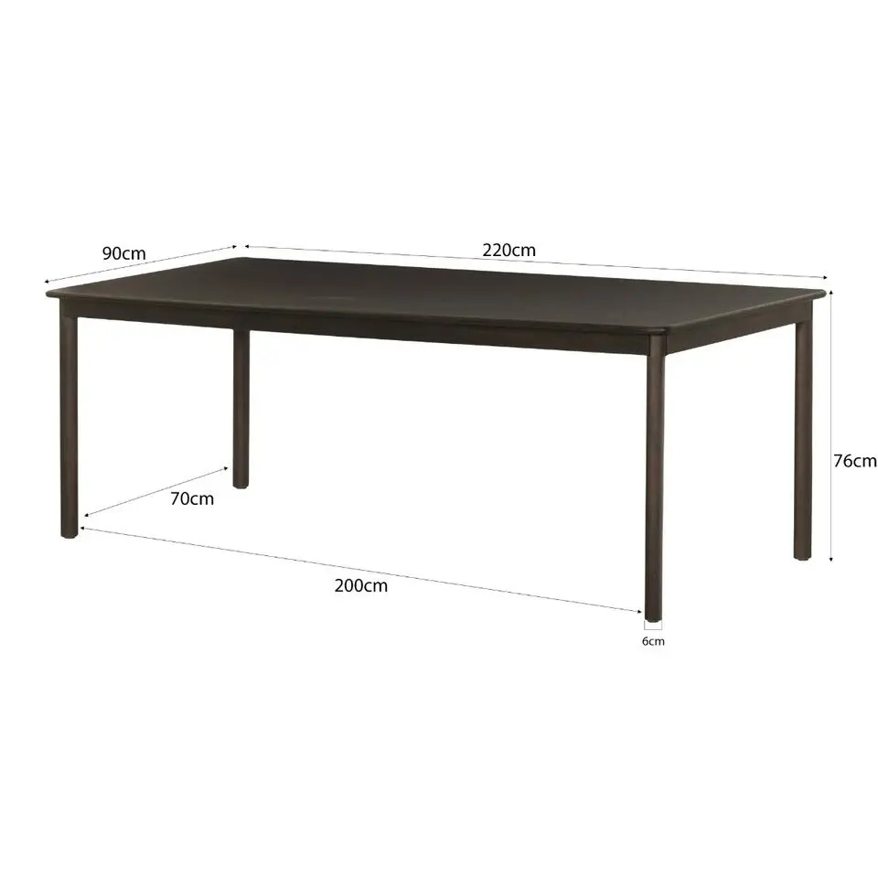 Livingfurn - Eetkamertafel Tobago Espresso - 90x220x76cm