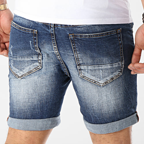 Short Jean Avec Dechirures LB054-B1 Bleu Brut