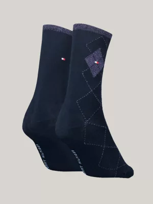 Pacote com 2 pares de meias clássicas com estampa de losangos.