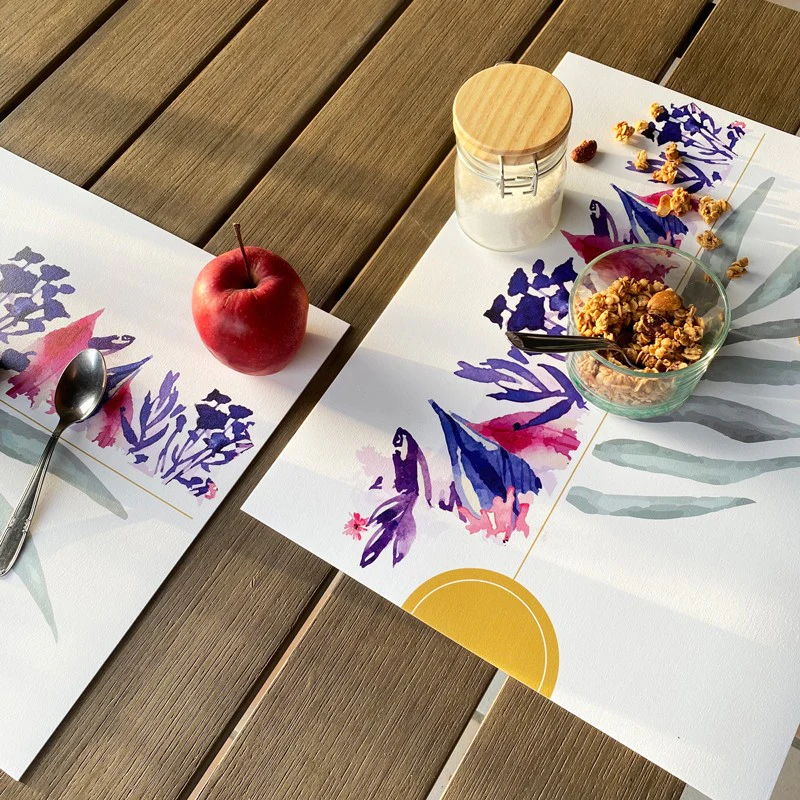 Lot de 4 sets de table L 40xl 30cm - PEINTURE FLORALE 99deco