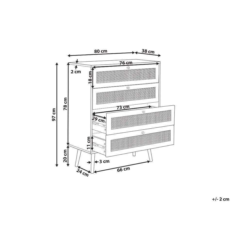 PEROTE - Commode - Lichte houtkleur - Rotan