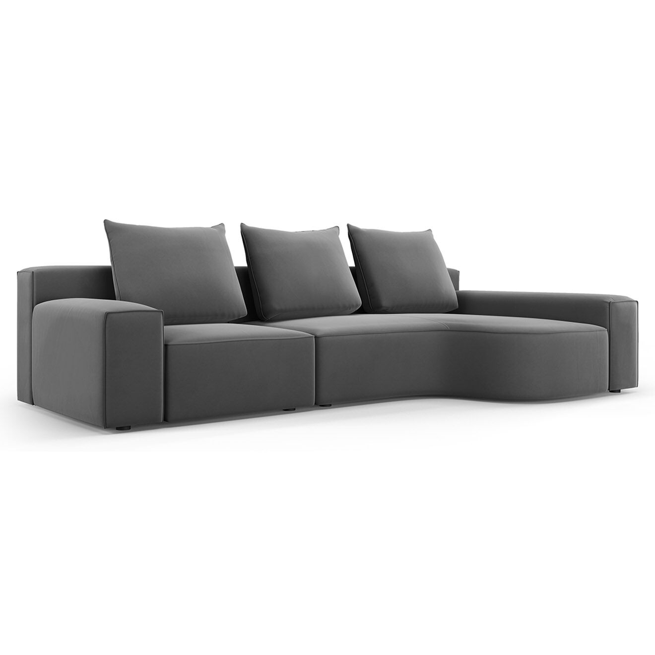 Mazzini Sofas Canapé d'angle Droit Velours Ivy 4 Places gris foncé - 280x137x89 cm