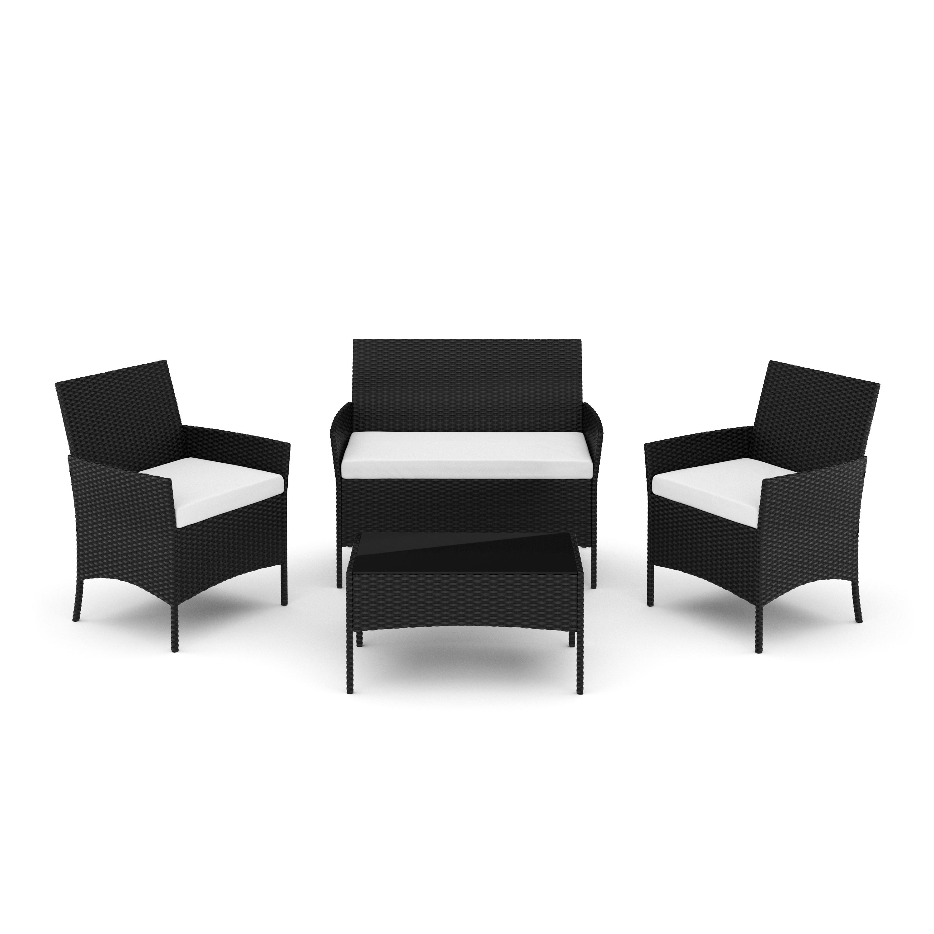 Gartenset Rattan MOLDE schwarz/beige