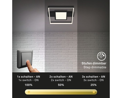 LED plafondlamp 38W 3400 lm 3000 K 43,5x40 cm zwart dimbaar via wandschakelaar