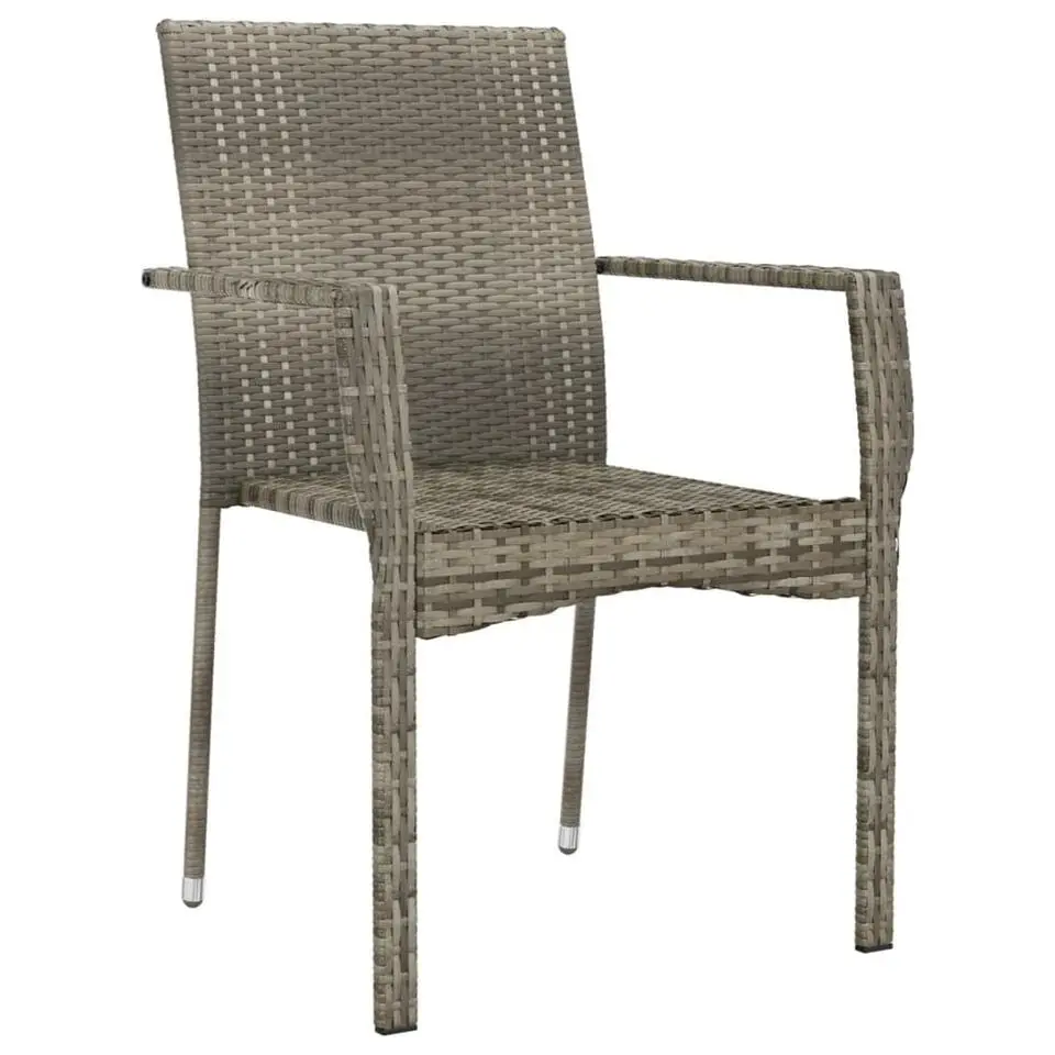 vidaXL - Tuinstoelen met kussens - Grijs - Poly rattan - 4 stuks
