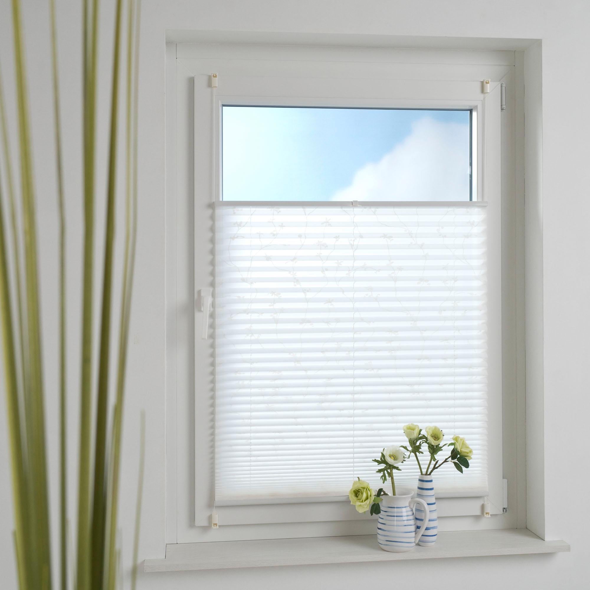 Liedeco Plissee »Klemmfix-Plissee Ranke grau« Lichtschutz ohne Bohren verspannt Klemmfix-Plisse mit floralem Druck