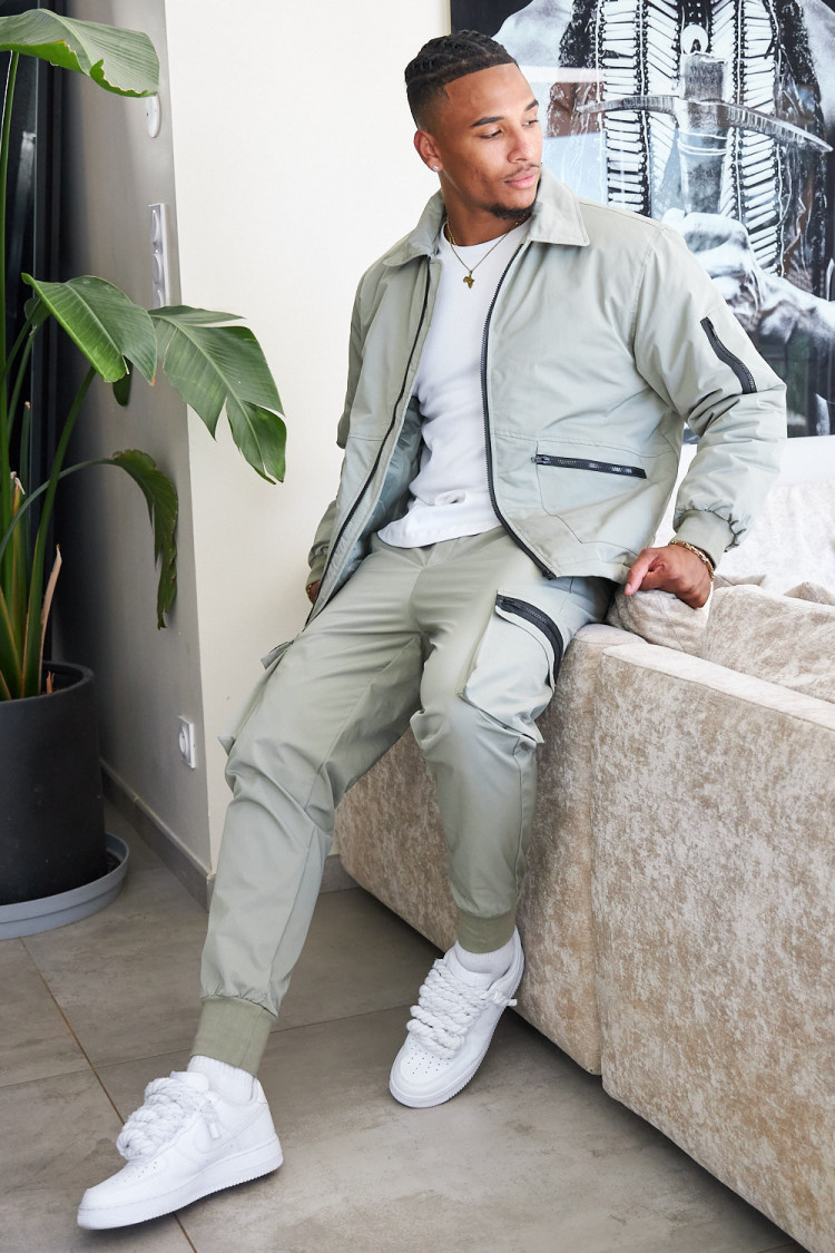 Ensemble 2 pièces blouson + pantalon de jogging vert clair