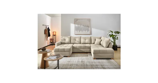 Wohnlandschaft Leon Stoff Cord greige