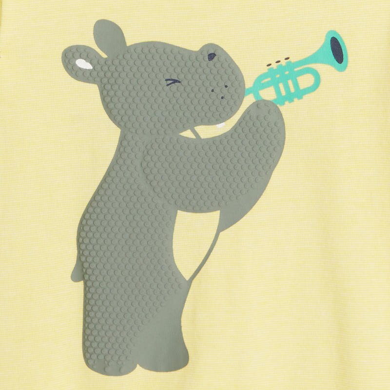 T-shirt rayé hippopotame en relief jaune bébé garçon Jaune