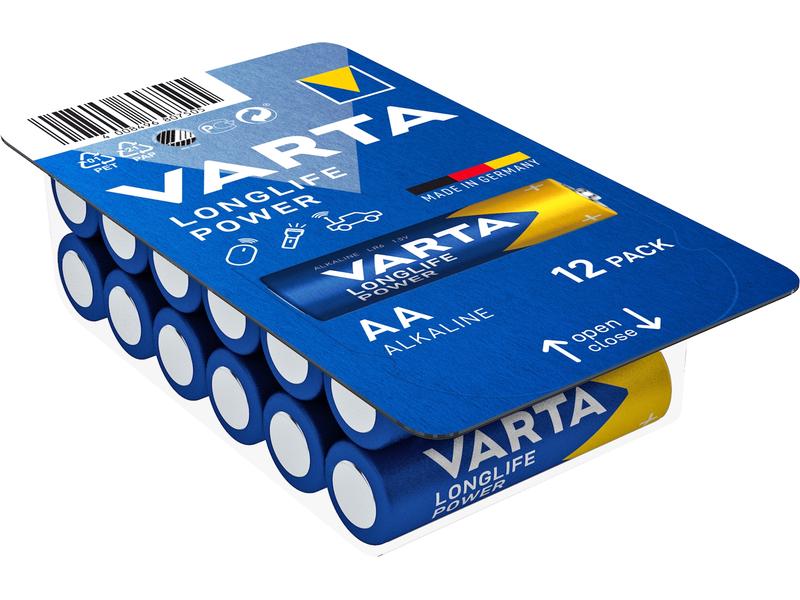 Varta Batterie Longlife Power AA , 12 Stück Mignon Batterie, AA