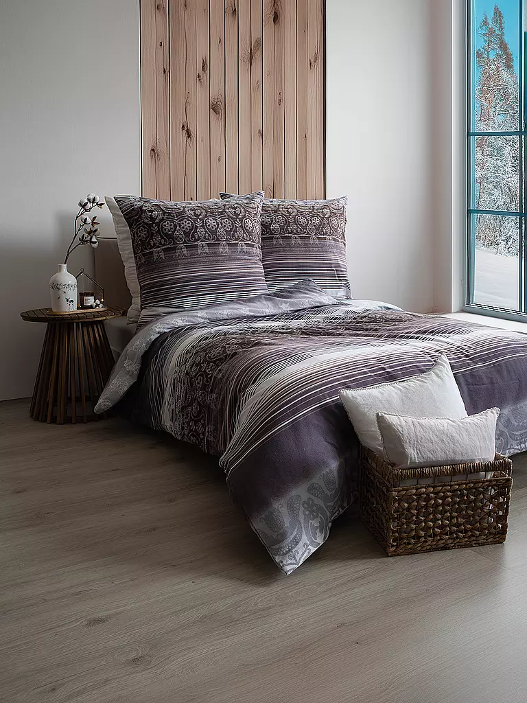 FLEURESSE Flanell Bettwäsche ASPEN 70x90cm/140x200cm Chocolate braun